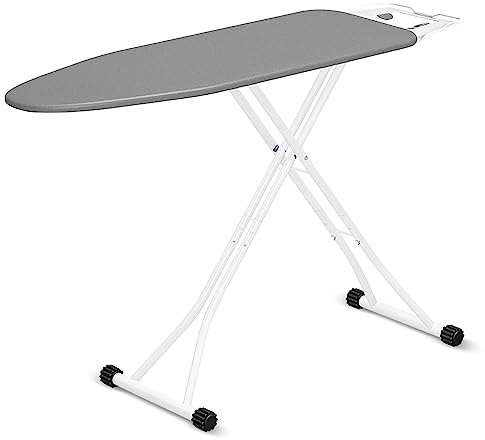 Hibtn Ironing Board, 110 x 35cm - T Leg Design Folding Non Slip Adjustable Height 75-95cm Lightweight Iron Board Rack, Gray