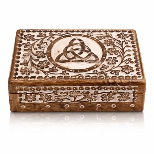 Tolles Geburtstagsgeschenkideen Handgemachte dekorative hölzerne Schmuckschatulle Schatzkasten Schmuck Organizer Andenkenbox Schatztruhe Schmuckset Halter Lock Box Watch Box 20 x 12 cms (White)