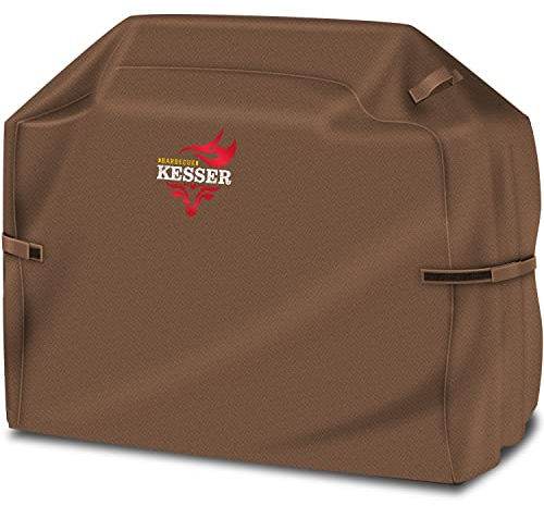 KESSER® Premium BBQ Grillabdeckung Gasgrill Grillhaube Abdeckung Wetterfest - für Weber, Brinkmann, Char Broil Grill Abdeckhaube Schutzhülle | 600D Oxford- Gewebe Reißfest | 147x61x122cm | Braun