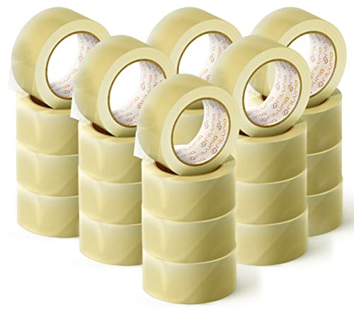 OFITURIA Cinta Adhesiva de Embalar Transparente para Embalaje de Cajas de Cartón de Envíos y Mudanzas. Precinto para Empaquetados Seguros y Resistentes (48 cms x 60 mts - Transparente, 24 Rollos)