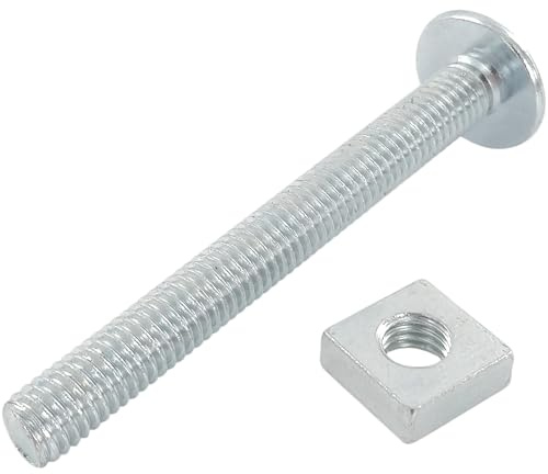 Merriway BH07602 Boulon et écrou de toiture en acier zingué brillant M8 x 70 mm Argenté