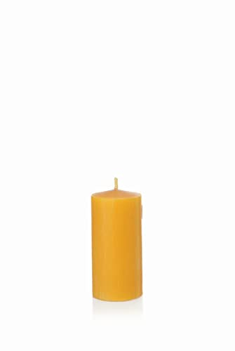 INNA-Glas Bienenwachskerze BABETTE, natur-gelb, 10 cm, Ø6 cm, 43h - Made in Germany - Stumpenkerze