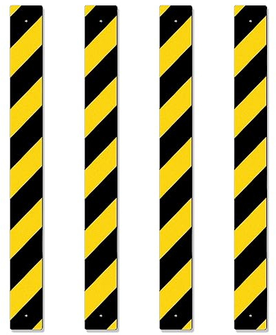 Therwen 4 Pcs Reflective Sign Post Panel 30 x 3'' Aluminum Customized Outdoor Weather Resistant Street Warning Signs, Easy to Install (Black, Yellow)