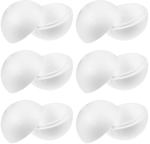 SEWACC 6 palline bianche in schiuma cava, mezze sfere di polistirolo, per Natale, decorazioni per matrimoni, fai da te, artigianato, materiale scolastico, sfera cava rotonda (10 cm)