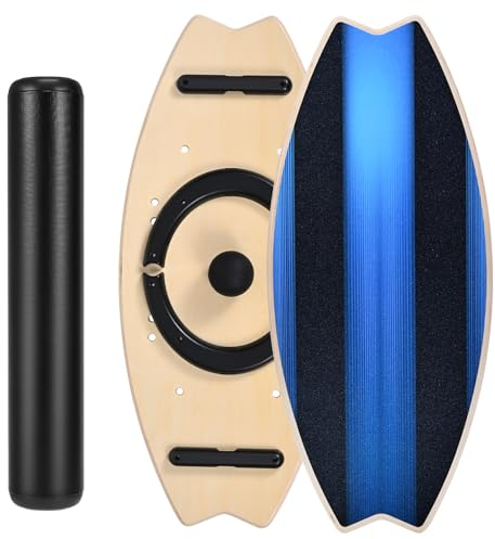 WAWOFUN Balance Board Holz Balance Board 7 Modi Wackelbrett Balance Board für Indoor-Surfen und Skating Balance Board mit verstellbaren Stoppern