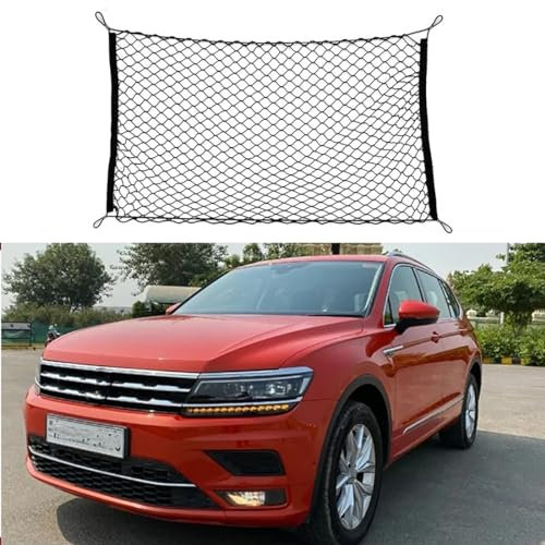 GIISH Kofferraumnetz Nylonnetz für VW Tiguan MK2 2016~2023 AD BW, Gepäck-Organizer, Elastisches Aufbewahrungsnetz, Größe 110 X 60 cm