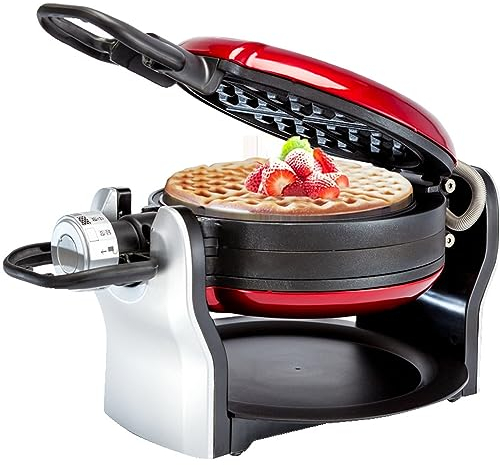 Écologique Gaufrier automatique avec Double plaque à frire antiadhésive, gaufrier belge rotatif, Machine de cuisson des œufs de cuisine Sans fumée, facile à utiliser et à nettoyer