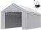 VEVOR Toile d'auvent de rechange pour abri de voiture, 6,1 x 3 m, bâche de garage top+paroi latérale, imperméable et protégée contre UV, installation facile élastiques à boule, gris (cadre non inclus)