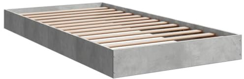 vidaXL Bettgestell, Bett Einzelbett für Schlafzimmer, Bettrahmen mit Lattenrost, Schlafzimmerbett Modernes Design, Betongrau 100x200cm Holzwerkstoff