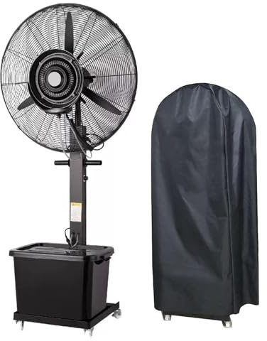 WilkSxyc Ventilatore Nebulizzatore per Patio Esterno con Copertura Ventola e Serbatoio da 42 Litri, Ventilatore Rinfrescante, 3 velocità, per Serra, Officina di Fabbrica(550mm(22 inch))