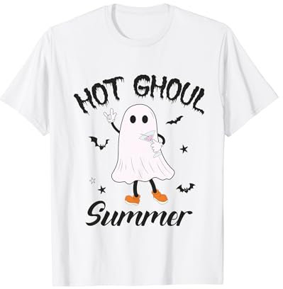 Hot Ghoul Summer Cute Halloween Ghost Martini Glass Women T-Shirt