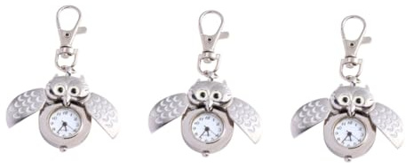 VALICLUD 3stücke Owl Shape Pocket Watch Schlüsselanhänger Taschenuhr Im Niedlichen Eulen-Design Tragbar Langlebig Und Batteriebetrieben Als Dekoration Oder Für Familie Und Freunde