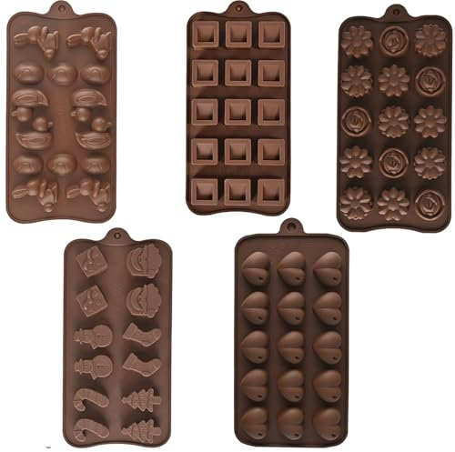 5 Piezas Moldes De Silicona, Molde Tableta Chocolate, Moldes Silicona Reposteria, Moldes Silicona, Para El Molde De Praliné De Cocina Para Fiesta, Decoración De Pasteles, Gelatina, Molde De Praliné