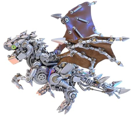 MetalMinds 3D Metall Puzzle Erwachsene, DIY 3D Puzzle Mechanisch Dinosaurier Modell mit Flügeln, 1450 Teile Steampunk Metall 3D Modell DIY Ornament Geschenke