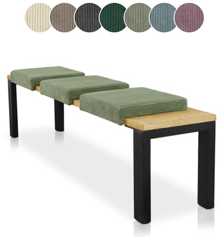 Lycce Bankauflage Klemmkissen 1 Leiste Cordstoff extra Polsterung, Banktiefe ab 35 cm (Salbei)