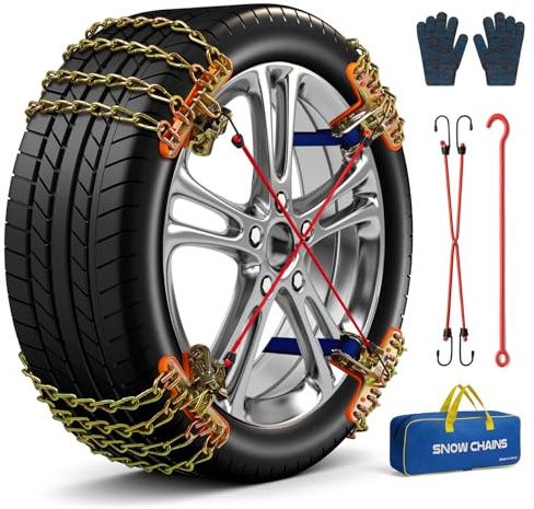 Schneeketten Auto SUV Pickup LKW Schneeketten Universal Schneeketten Traktion Schneeketten für Reifenbreite 195 205 215 220 225 235 240 245 255 265-8er Set
