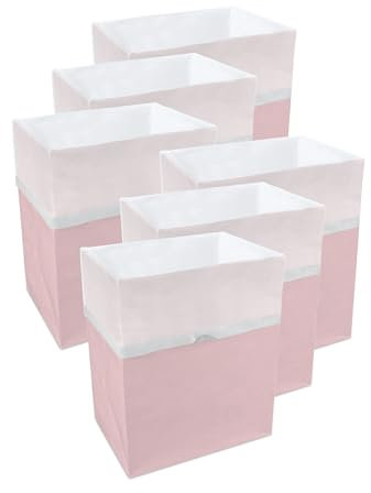 Clean Cubes Botes de basura desechables de 13 galones (paquete de 6). Contenedores de basura reutilizables y reciclaje para fiestas, eventos y más (rosa, 17 pulgadas de alto x 13.5 pulgadas de ancho x