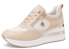 QUEEN HELENA Sneakers Platform Scarpe da Ginnastica Alte Casual Donna X32-22 (X32-23 Beige, Sistema Taglie Calzature EU, Adulto, Donna, Numero, Media, 39)