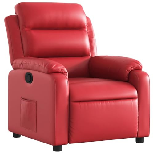 vidaXL Reclinerfåtölj röd konstläder, liggfåtölj, fåtölj, justerbar fåtölj, liggfåtöljer, fåtöljer, justerbara fåtöljer, lutningsbar fåtölj