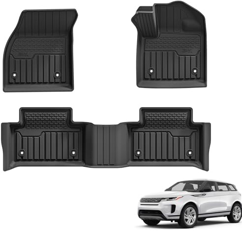 3W Floor Mats Fit for Range Rover Evoque 2020-2024 2025 (Not for Manual), All Weather Dog Friendly TPE Car Boot Mat, Waterproof Anti-Slip Easy to Clean Heavy Duty Trunk Mat Evoque Accessories
