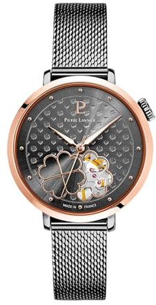 Pierre Lannier - Montre Automatique Esperance - Automatic Mouvement de Montre - Epaisseur du boîtier: 12.55 mm - Largeur du boîtier: 35 mm - Acier Inoxydable - Gris - 3 ATM