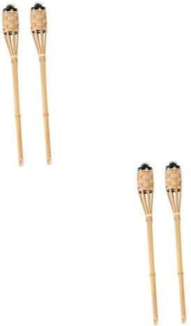 SHINEOFI 2 Set Torcia Decorativa In Bambù Torcia In Vimini Torcia Da Campeggio Tremolante Per Esterni Torcia Fiammeggiante Lampada Da Giardino Per Patio Cortile Paesaggio 2 pezzi*2