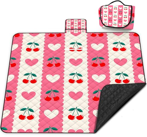 Poedist Extra Large Picnic Blanket Waterproof,80x 80Foldable Machine Washable Beach Blanket,Outdoor Blanket for 6-8 Adults,Suitable for Indoor Crawling,Park Beach,Camping,Hiking,Family Travel(Pink