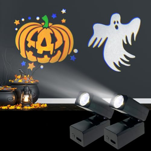 Bseical Proiettore Luci Halloween, Lampada di proiezione a LED con zucca e teschio, Decorazione di Halloween illuminazione giardino esterno per parete prato cortile festa luci proiettore di Halloween