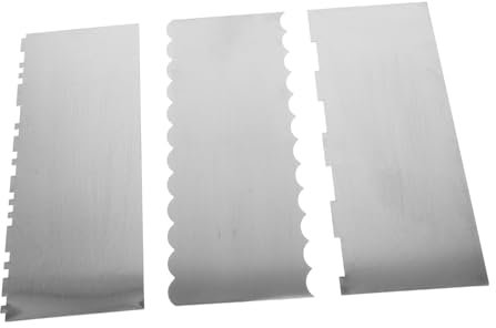 ZUNOXAZ 3pezzi Raschietto per Torta in Acciaio Pettine per Decorare Torte al e Crema Spatola per Lisciare Bordi della Torta Utensili da Forno per