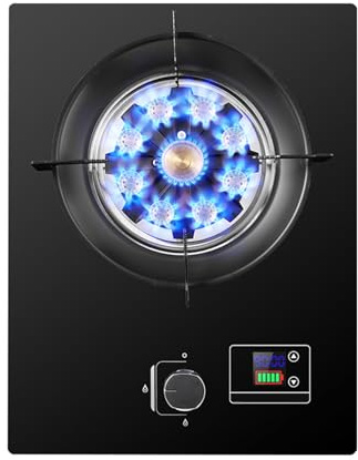 Cuisinière À Gaz 1 Brûleur, Table De Cuisson Portable For Intérieur/extérieur, 5,2 W, 9 Cavités, Minuterie À Feu Élevé, Avec Protection Anti-extinction, For Cuisine(LPG)