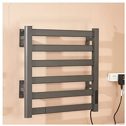 LYMGRZ Scaldasalviette Elettrico Intelligente, scaldasalviette con Timer, 130 W, con Controllo della Temperatura, 530 mm x 590 mm x 90 mm, a Sinistra.