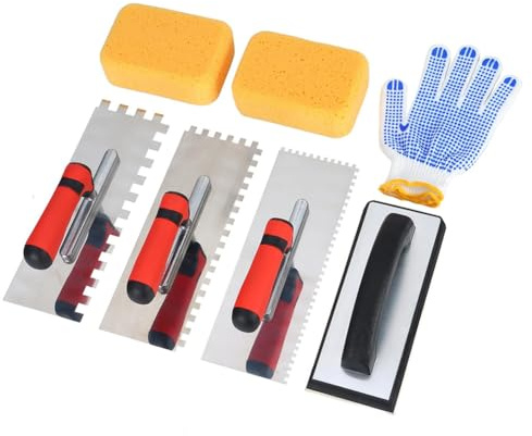 Fangxuee Set di Cazzuola Quadrata con Frattazzo In Gomma, Spugne per Stuccatura e da, Ideale per Cemento, Calcestruzzo, Piastrelle di Muratura.