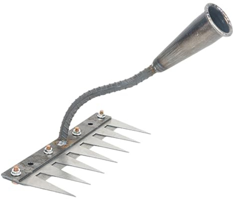 Rastrello per erbacce, rastrello da giardino resistente con denti in acciaio al carbonio, estrattore multiuso per diserbo per cortile, fattoria, piantare, giardino, prati e aiuole, in metallo