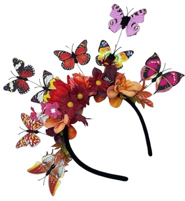 ZYMIADOU Haarreif mit Schmetterlings-Blume, Haarreif, für Themenpartys, Kostümpartys, Kostüme, Veranstaltungen, Kostüme, Accessoires, Halloween-Kostüm, Kopfschmuck