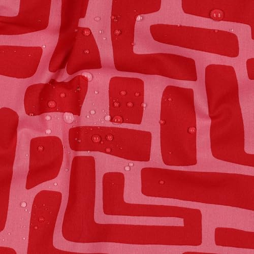 Beschichteter Baumwollstoff mit abstraktem Muster – 3 Farben - abwaschbar & robust - Ökotex - für Tischdecken, Taschen, Accessoires und vieles mehr - Meterware ab 50cm (red)