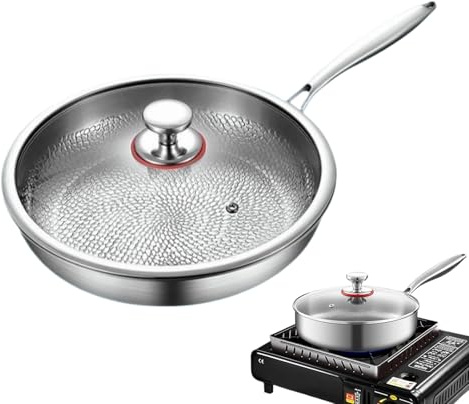 Generico Padelle e Tegami per Friggere - Padella Grill Per Bistecche,Pentole Antiaderenti a Riscaldamento Uniforme con Coperchio per Fornello da Cucina per Cucina Domestica Frittelle Uova Bistecca e