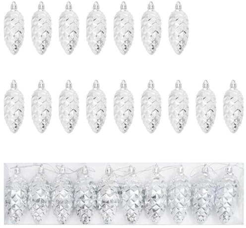 vidaXL Weihnachts-Tannenzapfen Ball 40 pcs Silber Kunststoff, Klassisches, traditionelles Weihnachtsornament, stilvolle Winterdekoration, Festliche Kugel, moderner Baumschmuck, dekorativer Akzent