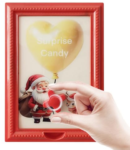 kivrimlarv Photo Frame Candy Dispenser | Christmas Home Decor,Stand Candy Frame Gumball Machine | for Party Birthday Living Room Bedroom Office Shelf Entryway Porch Window
