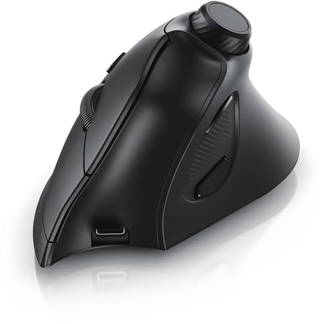CSL - Funk Maus Vertikal - kabellos Wireless - vertikale Ausführung - ergonomisches Design - Vorbeugung gegen Mausarm Tennisarm - besonders armschonend - Multimedia-Drehregler - 5 Tasten - Funk 2.4 G