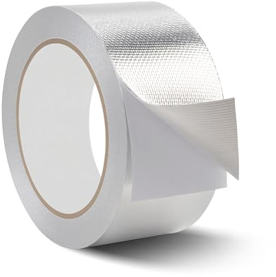 BosuLai Ruban Adhésif Aluminium, 50 mm x 20 m Aluminium Haute Temperature, Ruban Scellant Métallique En Aluminiums, Isolation & Barrière contre Vapeur pour Lave-vaisselle, Plan de Travail, Gouttière