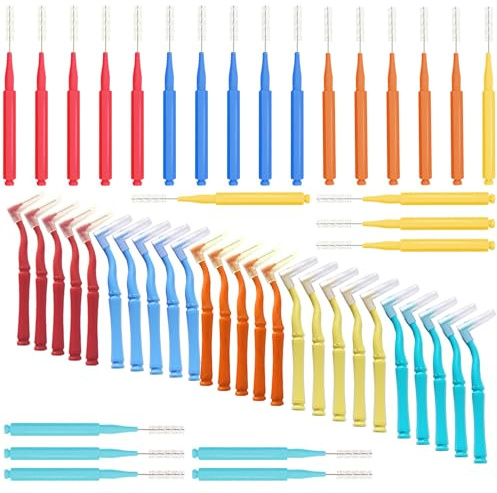 VIVIIHOO 50 Pezzi Spazzolini Interdentali, Spazzolini Interdentali Morbidi in 5 Taglie - per la Pulizia Dentali, Apparecchi e Igiene Orale (Colori)