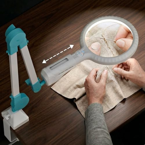 ARTDOT Detachable Magnifying Glass with Light and Stand for Close Work, Large Adjustable Brightness Magnifier Desk Lamp for Reading, Sewing, Diamond Painting, Miniature Painting, Craft