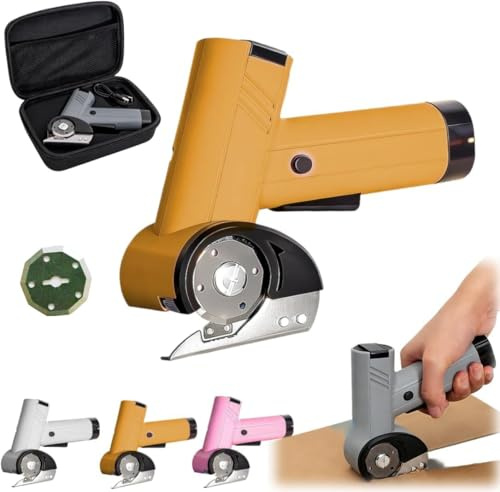 Cortadora De Cartón Recargable De Alta Velocidad, Cuchilla Eléctrica Doméstica, Equipada Con 2 Cuchillas, Inalámbrica Y Portátil, Ajustable En Cuatro Velocidades, Iluminación LED(Yellow)