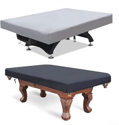 Funda para mesa de billar de 7/8/9 pies, con dobladillo elástico y cordón ajustable para un ajuste seguro para todo tipo de clima (gris de 8 pies)