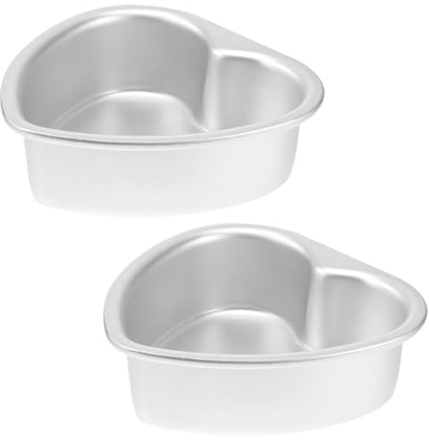 MOKKHNB Moldes para Pasteles Forma de Corazón 6 Pulgadas Juego de 2 Moldes de Aluminio Reutilizables Fondo Fijo para Horno para Mini Tartas Postres y Pasteles Obsequios