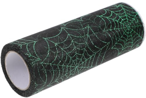 Toyvian Rollo Suave Tacto Adecuado Brillante de de Halloween al Malla de Organza Diseño de Telaraña para Decoración Exterior y Manualidades