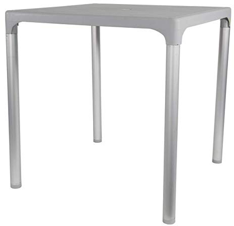 Bella Bistrotisch Gartentisch Balkontisch Esstisch 70x70 cm Grau | Kunststofftisch, Alu Tischbeine