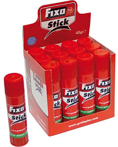 Fixo 77720400 - Pack de 12 barras de pegamento, 40 g, color blanco