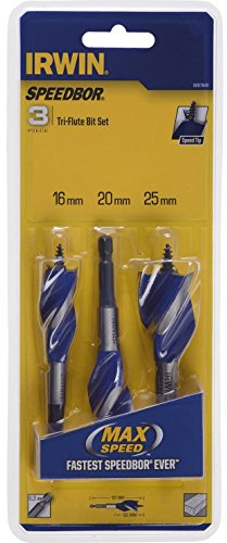 IRWIN 1922006 6X Blue Groove Stubby Wood Bits 16, 20, 25mm (Set of 3)