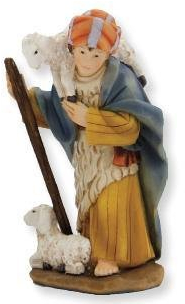 Unbekannt Krippenfiguren Hirte mit Schaf geeignet für 9cm Figuren